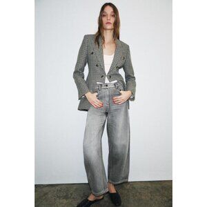 ZARA ASYMMETRIC CHECK BLAZER WITH WOOL ZW COLLECTION LIMITED EDITION